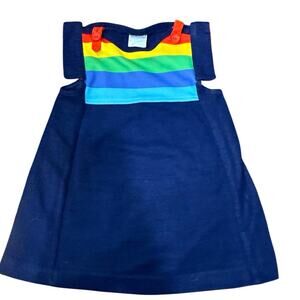 Vintage Mothercare Rainbow Pinafore Dress 18 months Made in Great Britain 70s